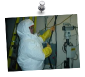 nuclear technician in protective equipment